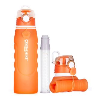 CrystalHIKE filtračná silikónová fľaška - oranžová 