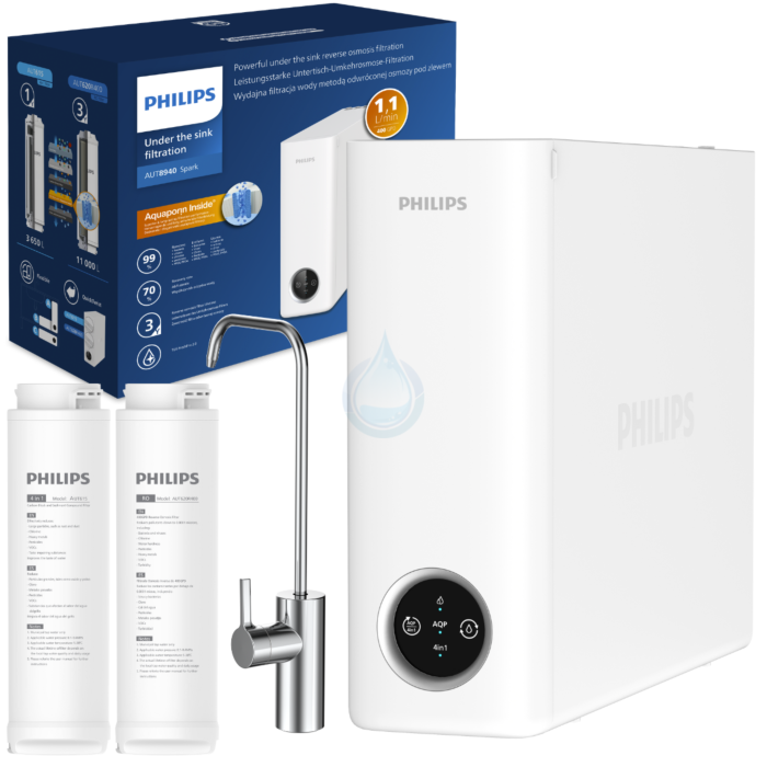 Prietoková reverzná osmóza PHILIPS 400 GPD s kompaktným a úzkym dizajnom a 4-stupňovým filtračným systémom. Možnosť vertikálnej aj horizontálnej inštalácie!
