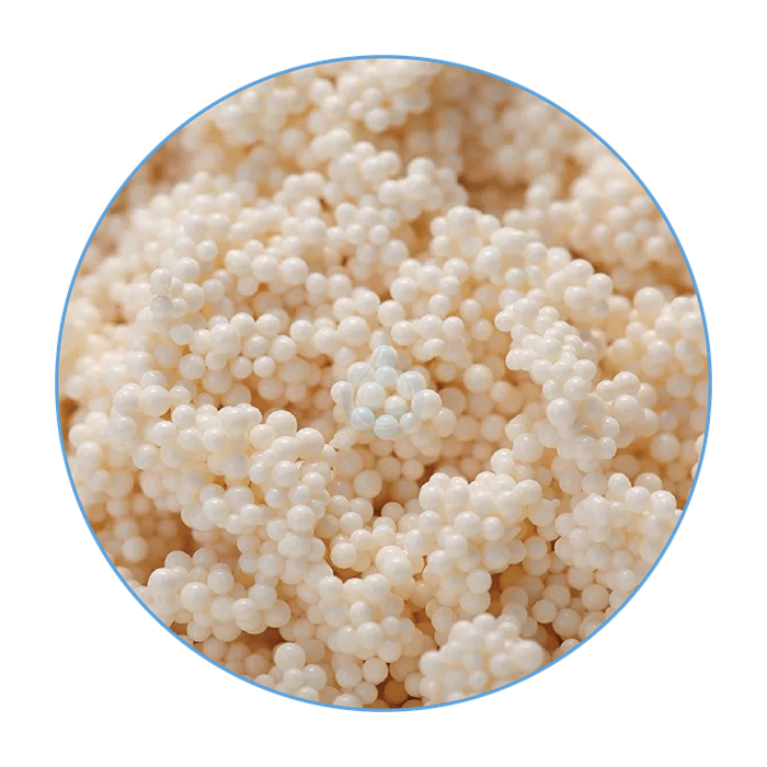 makroporézne fitračné médium špeciálne vyvinuté na odstraňovanie dusičnanov a dusitanov z vody pomocou iónovej výmeny.