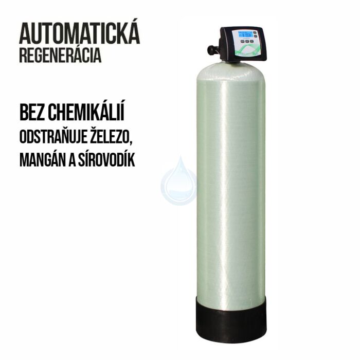 Filter určený na hlavný prívod vody odstraňuje železo, mangán a sírovodík. Má automatickú regeneráciu.