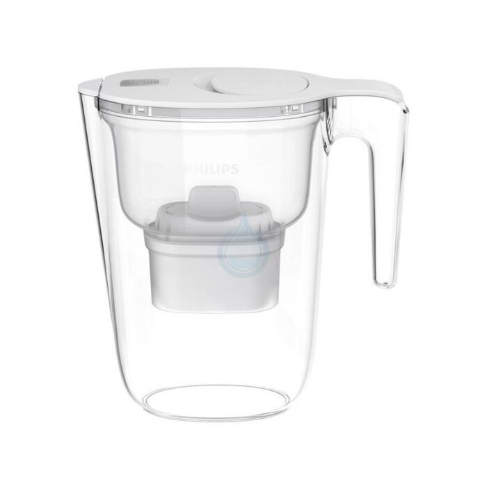 Filtračná kanvica Philips, ktorá redukuje tvrdosť vody a znižuje obsah chlóru, vodného kameňa, ťažkých kovov a novo vznikajúcich znečisťujúcich látok, ako sú mikroplasty a PFOA.