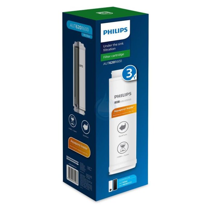 Originálna RO membrána Philips AUT620R600 (600 GPD) odstraňuje až 99 % nečistôt, baktérií a ťažkých kovov. Kompatibilná s Philips R4030/600 a AUT8960.