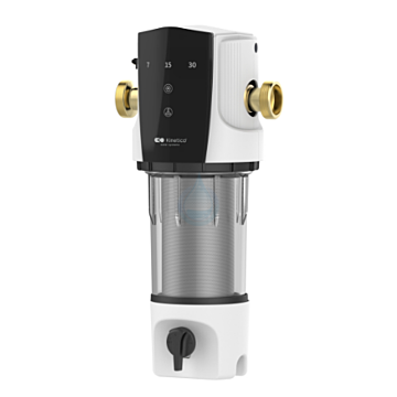 Automatický samočistiaci predfilter chráni celú inštaláciu pred suspendovanými časticami, pieskom a nečistotami prenášanými vodou, čím zabraňujú aj problémom s koróziou spôsobenou
usadzovaním častíc.