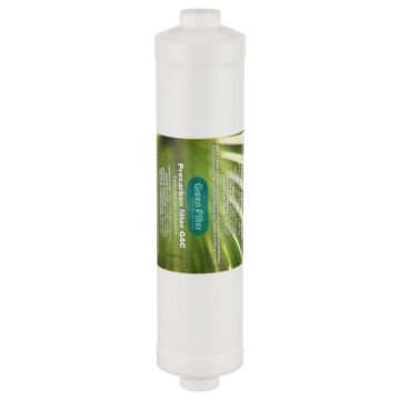 Uhlíkový in‑line filter Green Filter GAC 2,5" x 11" s 1/4" pripojením odstraňuje chlór, pachy a organické nečistoty. Ideálny pre reverznú osmózu a domáce filtračné systémy