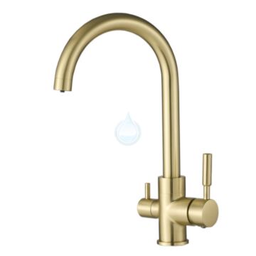 Matná chrómová kuchynská batéria pre vodné filtre.